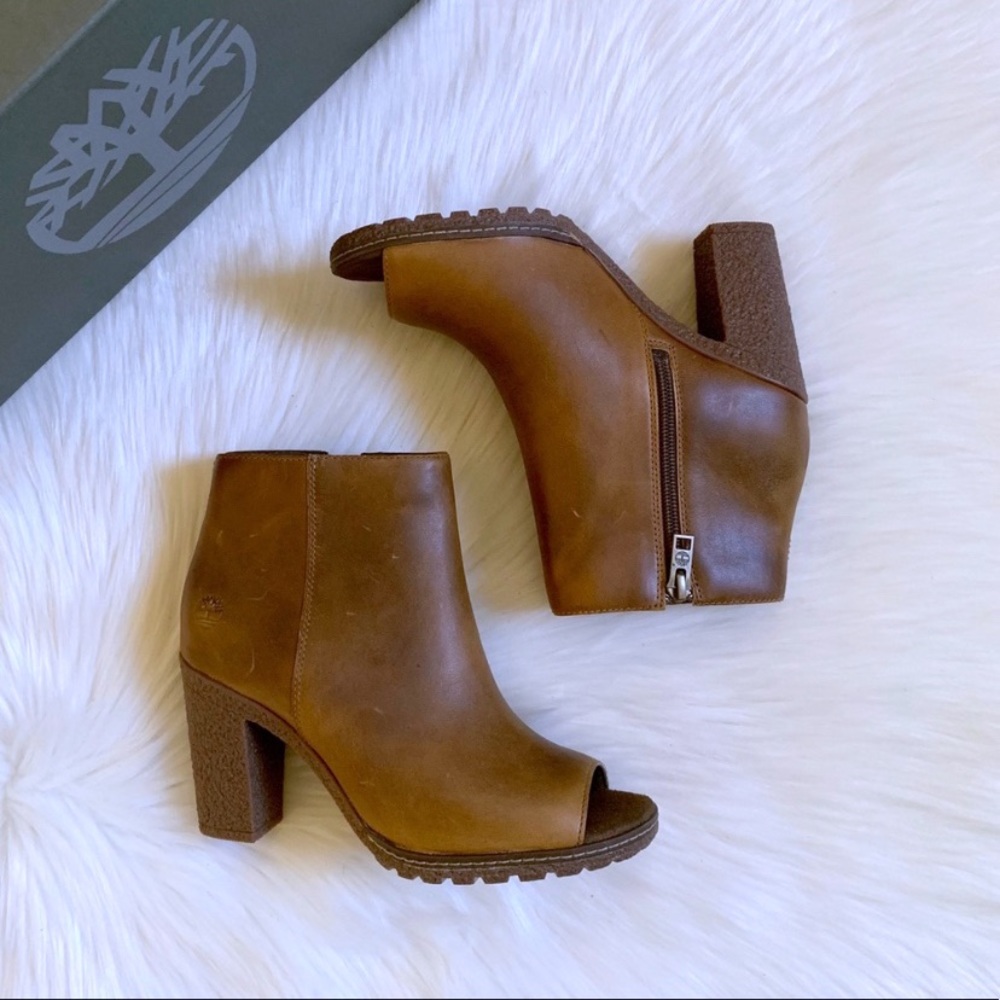 Timberland Beige Tillston Peep Toe Ankle Boots